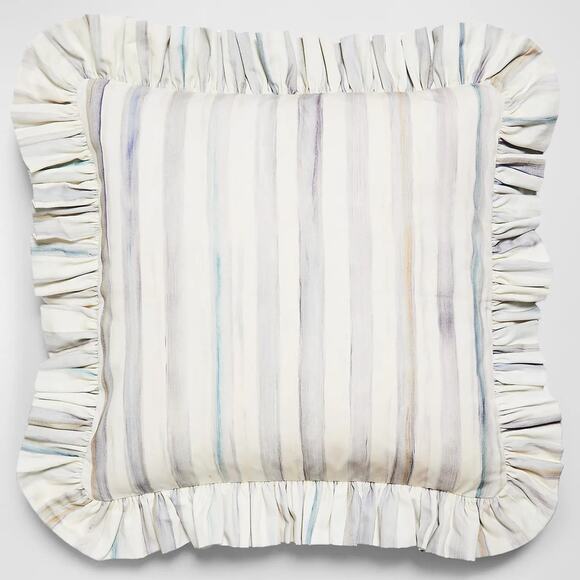 Mackenzie-Childs Sterling Stripe Ruffle Throw Pillow 20x20 NEW - Picture 2 of 4